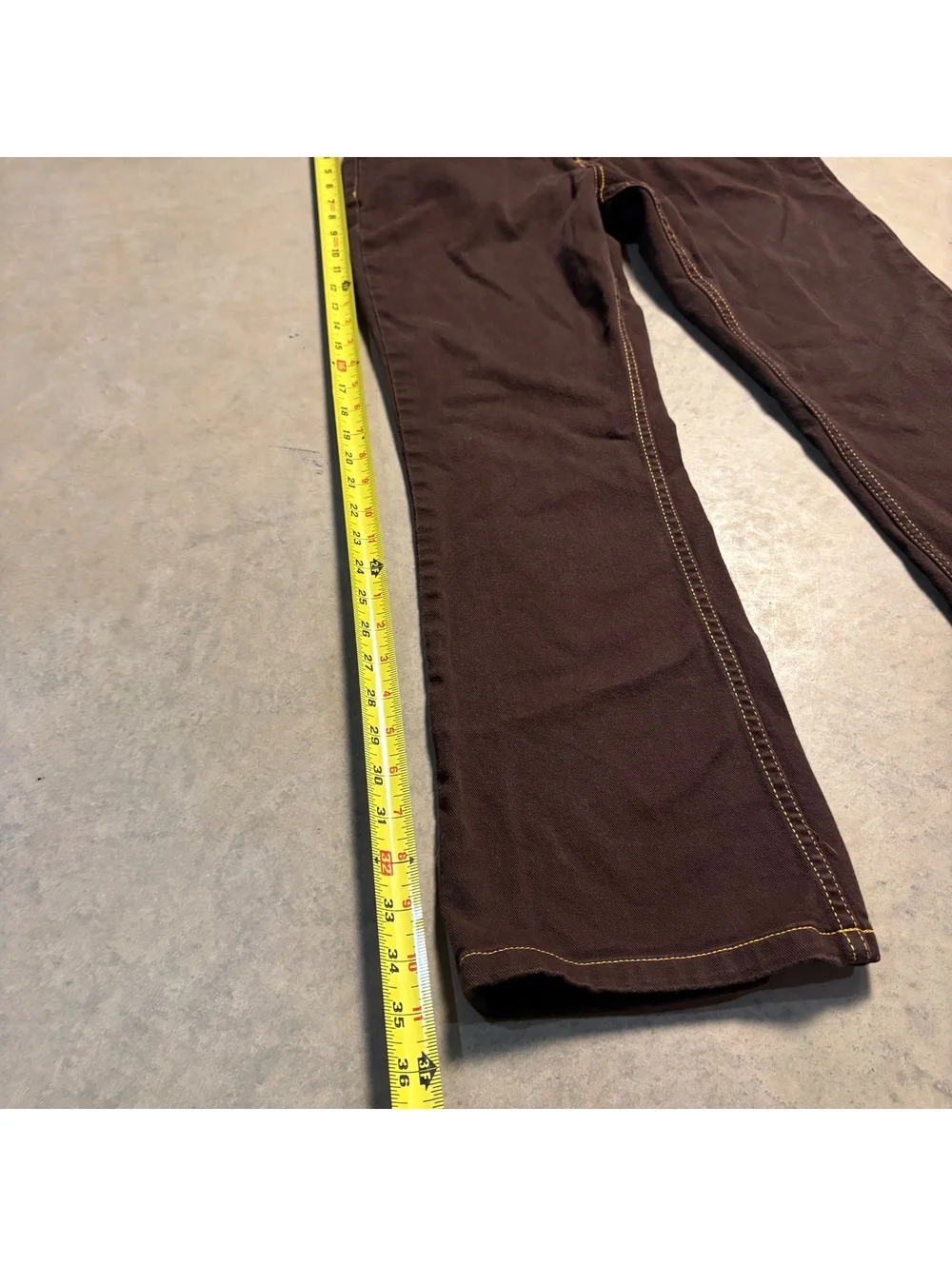 Y2K womens south pole denim jeans brown gold stitching bootcut